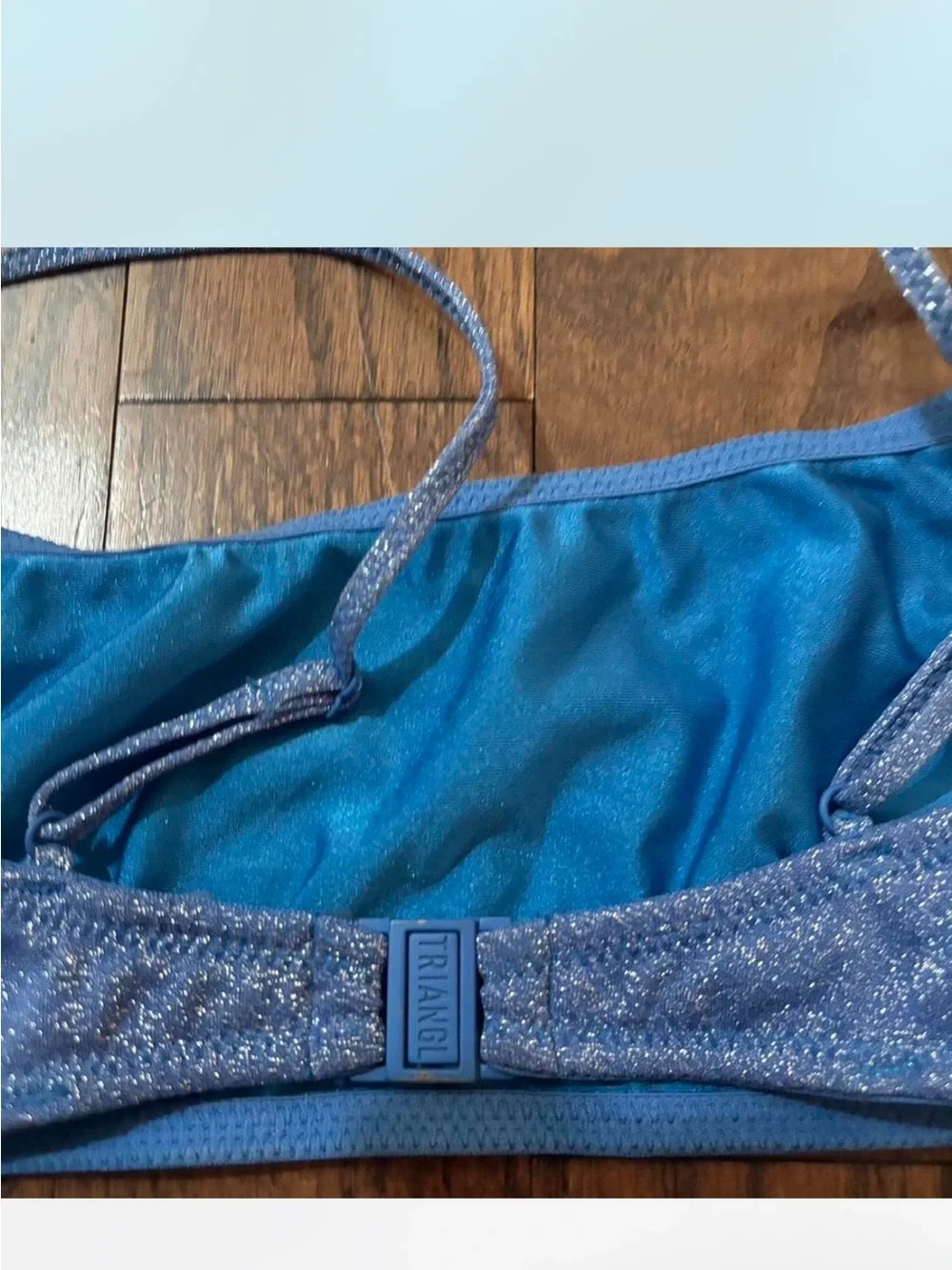 triangl swimwear Shimmery Aqua Blue Bikini Top with Glitter Hardware